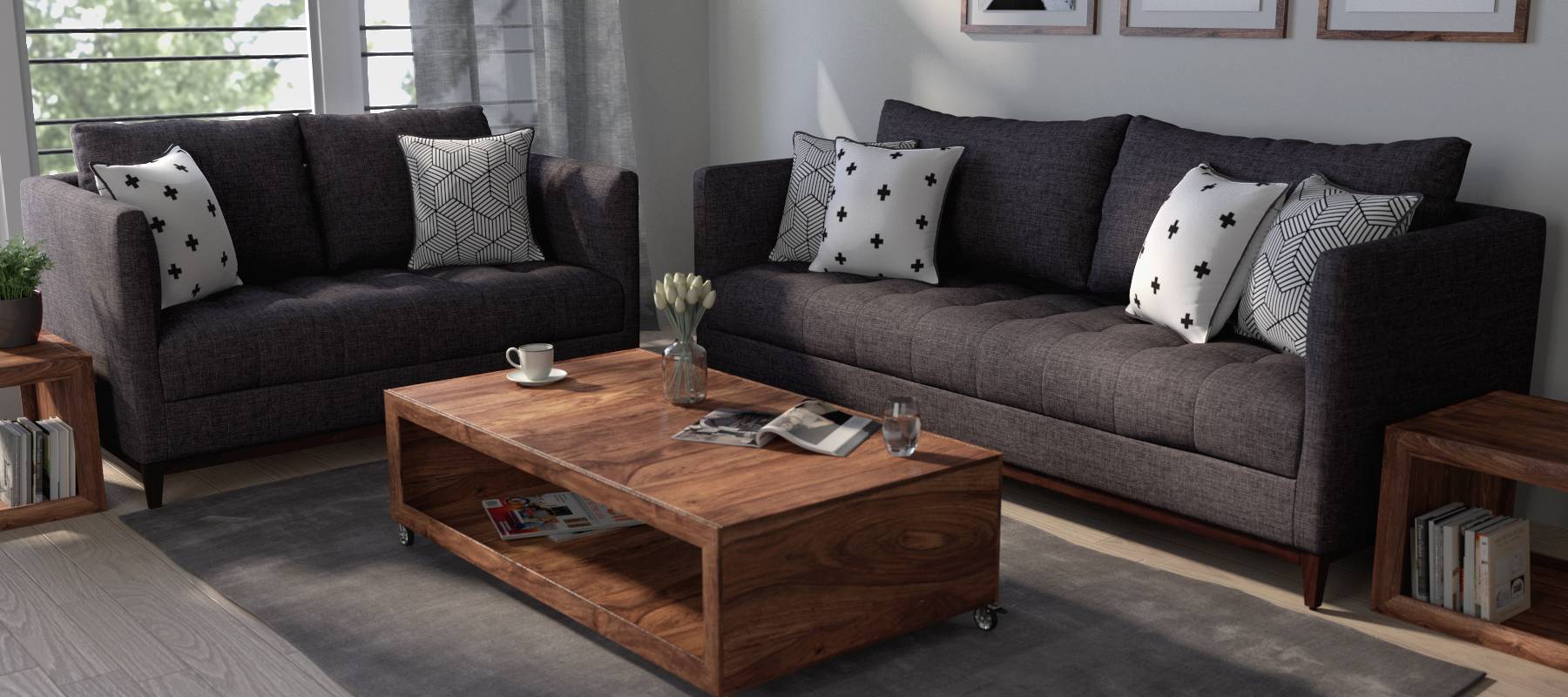 Florence Compact Sofa (Steel Grey)